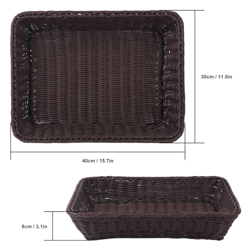 5 Pack 16 Inch Deep Coffee Wicker Bread Basket (5 Count)