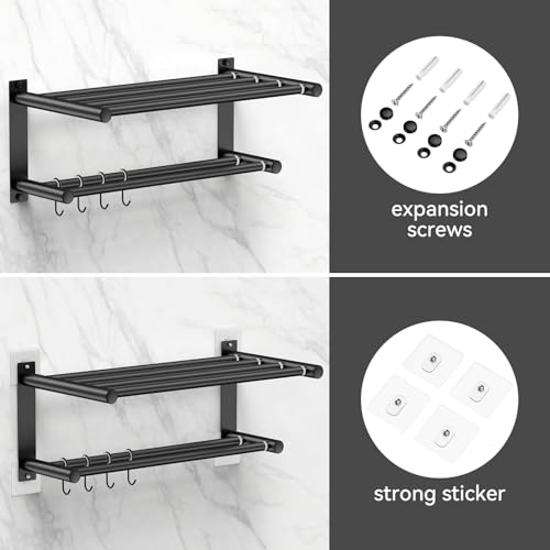 Black Adjustable Black Towel Bar for Bathroom Wall Mount17
