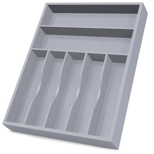 Utensil Organizer 13'' Silverware Drawer Organizer Cutlery Kitchen Bamboo