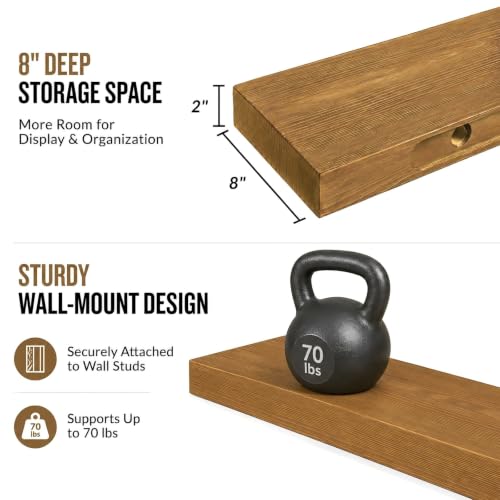 Rustic Floating Shelves 36 inch Long 8 inch deep Set of 2 (2 Count)