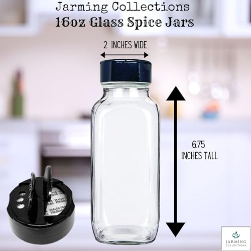 16oz Glass French Square Spice Shakers with Lids (2 Count)