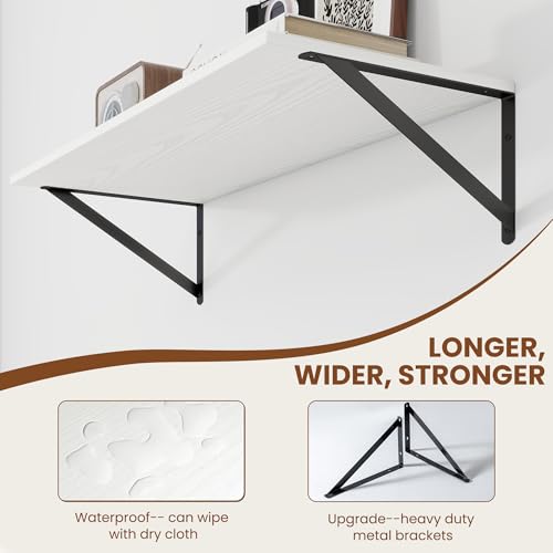 28W x 12D Deep Floating Shelves Set of 2 White (2 Count)