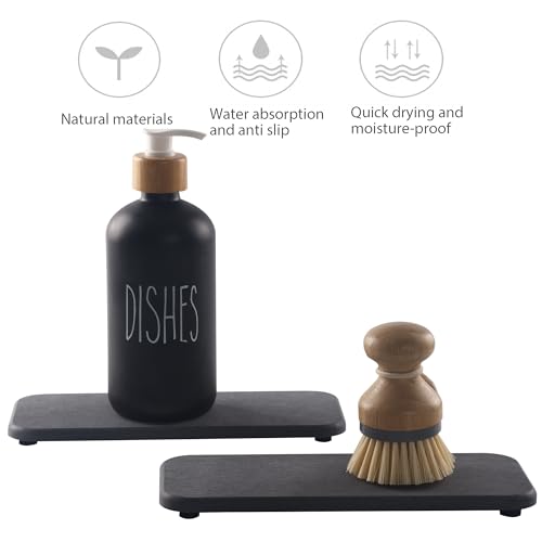 2Pcs Stone Soap Trays Water Absorbing Diatomite Coaster (2 Count)