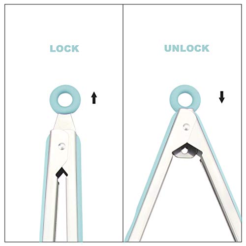 4 Pack Aqua Sky Silicone Kitchen Tongs Set