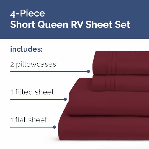 Short Queen Size 4 Piece Bed Sheet Set
