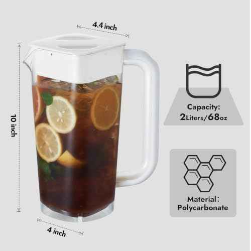 4Pk 2L 68oz Plastic Pitcher w