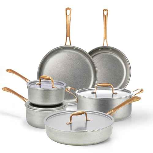 Vintage 10 Pcs Stainless Steel Pots and Pans Set Non Toxic