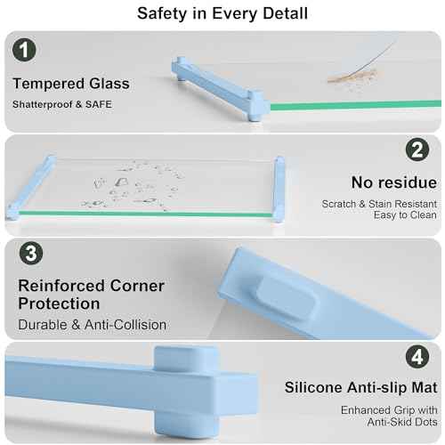 2PCS Glass Cutting Board with Silicone Grip (2 Count)
