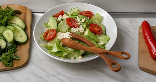 Hand Carved Palm Wood Scissor Tongs for Salad Bread and Pastry Serving
