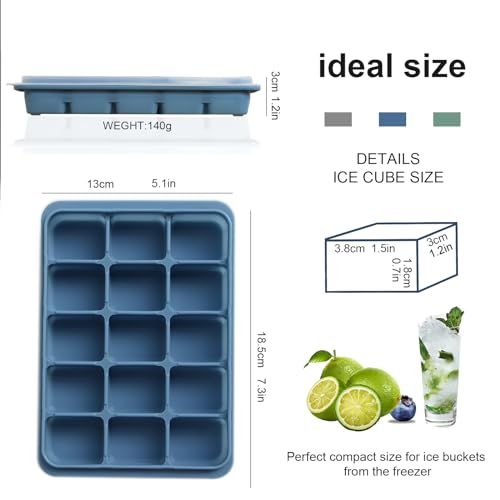 Silicone Ice Cube Trays with Removable Lid (3 Count)