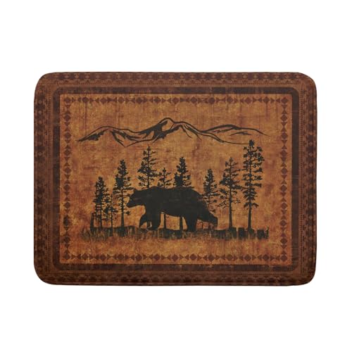 Forest Bear Dish Drying Mat 18x24 Inch Rustic Cabin Washable Microfiber Absorbent Dishes Drainer Rack Pad for Kitchen Counter Home Decor