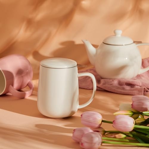 20 OZ Porcelain Tea Mug with Infuser and Lid
