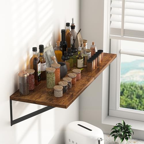 16W x 12D Deep Floating Shelves Set of 2 Rustic Brown (2 Count)