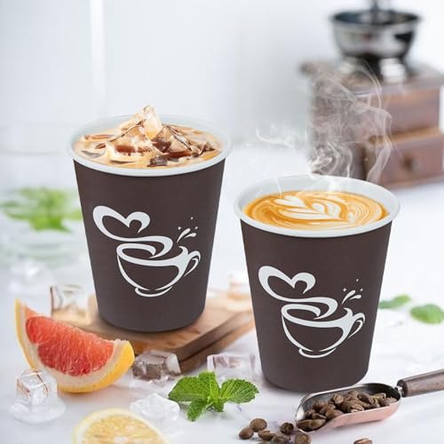 10 oz 200 count Disposable Coffee Cups Hot Paper Cups Brown (200 Count)