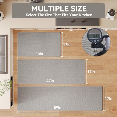 Long Kitchen Runner Rugs Kitchen Mat Non Slip Washable Gray 17"x59"