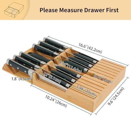 In Drawer Knife Block Bamboo Drawer Organizer