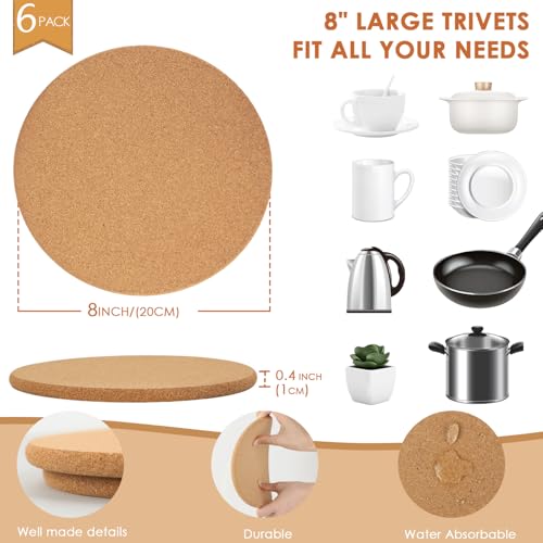 6 Pack Cork Trivets for Hot Dishes