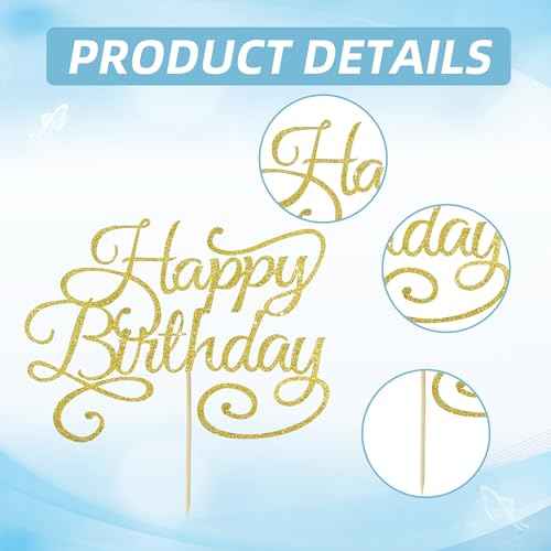 Happy Birthday Cake Topper Gold Glitter Happy Birthday Cake Bunting Decoration Birthday Party Cake Decoration Supplies
