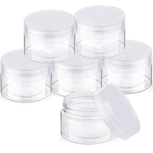 6 Pack 1 oz Plastic Jars Containers with Lids (6 Count)