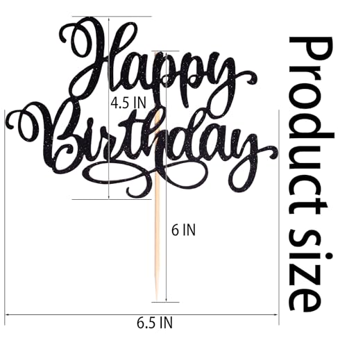 Happy Birthday Cake Toppers 9 Inch Glitter Happy Birthday Cake Pick for Birthday Anniversary Theme Party Cake Decorations Supplies