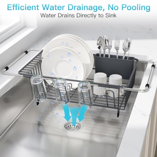 Gray Dish Drying Rack in Sink
