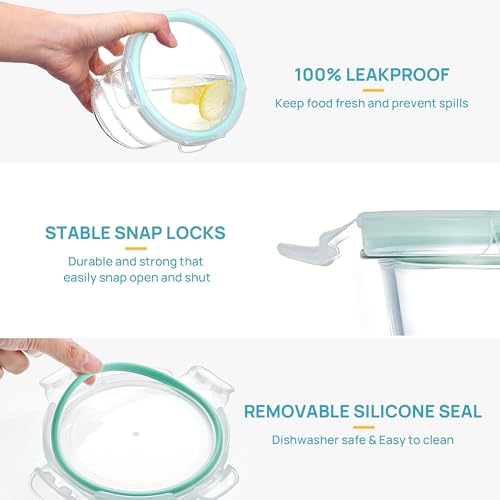5 Pack 3 Cup Glass Soup Container Set with Airtight Lids (5 Count)