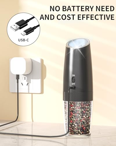 Rechargeable Salt and Pepper Grinder Set Gravity Electric Salt and Pepper Grinder Set (2 Count)