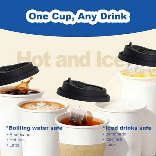 16 oz 100 Pack Coffee Cups with Lids and Sleeves (100 Count)