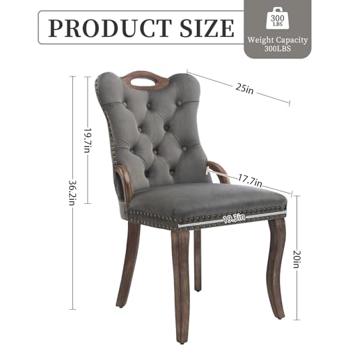 Grey Velvet Upholstered Dining Chairs Set of 6 (6 Count)