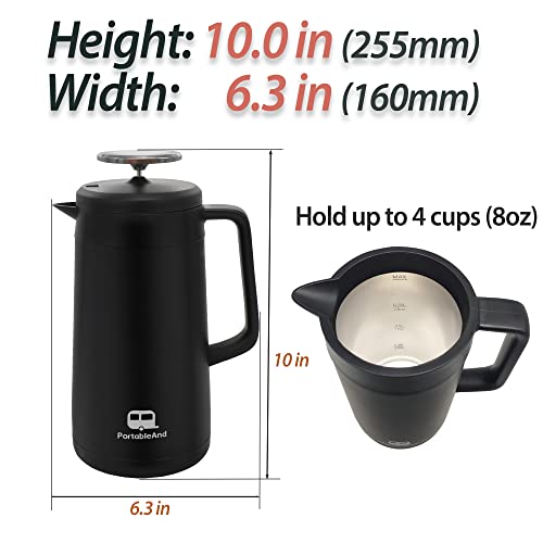 34oz Double Vacuum Insulation Large Silicone French Press Coffee Maker with Silicone Ring