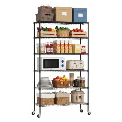 6 Tier Wire Storage Shelves with PP Shim