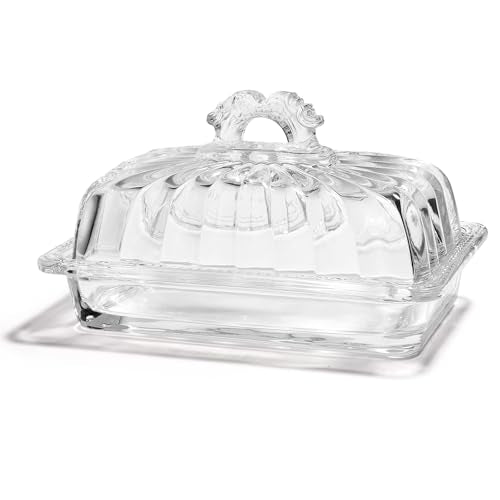 Modern Fancy Clear Glass Butter Dish with Lid