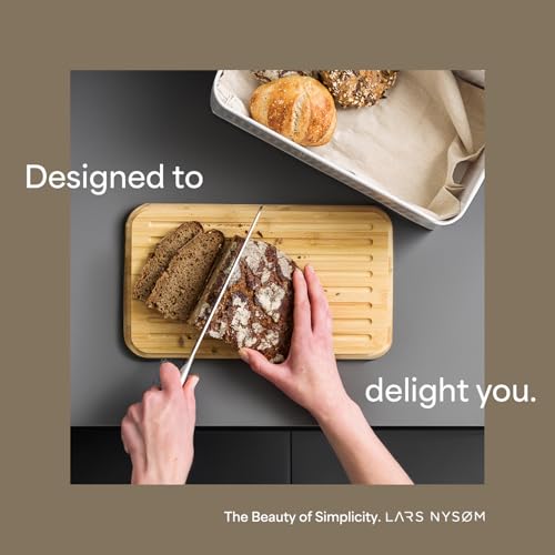 Bread Box I Metal Box for long lasting freshness I Bread Bin with bamboo lid usable as cutting board I 13.4x7.7x5.3In