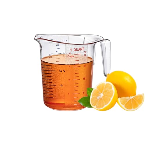 Melissa - 32-Ounce Plastic Measuring Pitcher (1-Pack), 4-Cup (1-Quart) Food-Grade Measuring Jug, Unbreakable, Stackable, Dishwasher-Safe, Great for Oil, Vinegar, Flour, and More