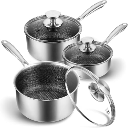 Hybrid Nonstick Stainless Steel Saucepan Set (6 Count)