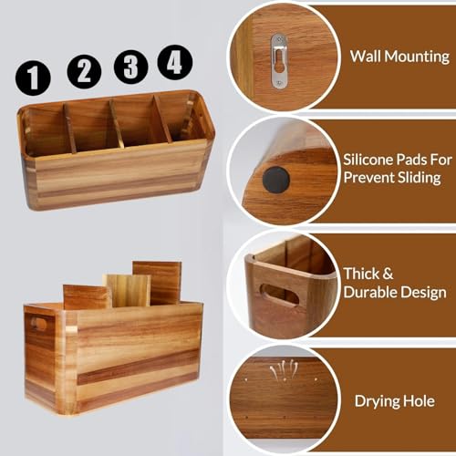 Wooden Kitchen Utensil Holder Organizer for Counter or Countertop