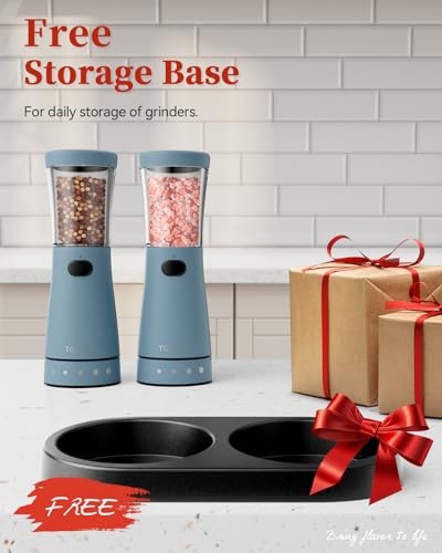 Electric Salt and Pepper Grinder Set with Storage Base (2 Count)