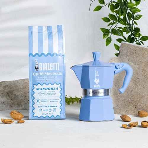 Moka Express 3 Cup Light Blue & Almond Ground Coffee Gift Set (3 Count)