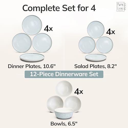 12 Piece Stoneware Dinnerware Set for 4 (12 Count)