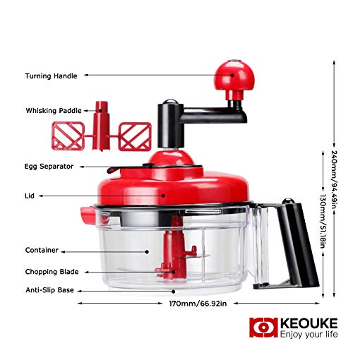 Hand Crank Food Chopper Red