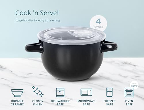 French Onion Soup Crocks with Lids & Handles (4 Count)
