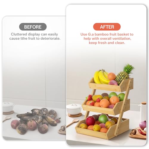 3 Tier Bamboo Fruit Basket for Kitchen Counter