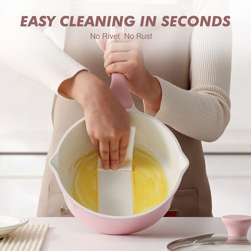 Ceramic Nonstick Saucepan with Double Pouring Spout