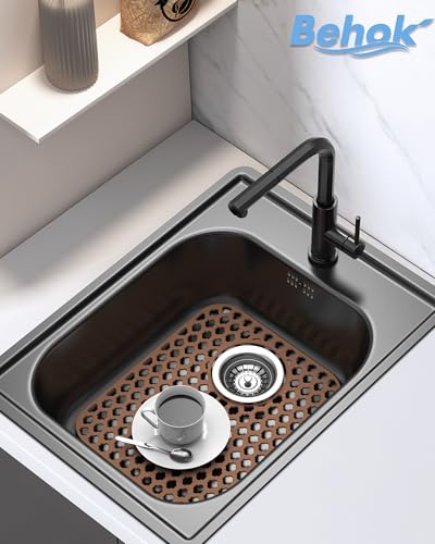 2 Pack Silicone Sink Protector Mat for Kitchen Sink Rear Drian Coffee