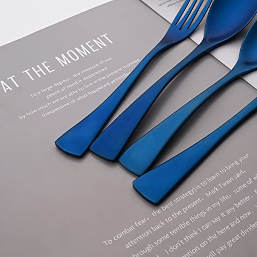 Luxury 18 10 Stainless Steel Matte Blue Cutlery Flatware Set