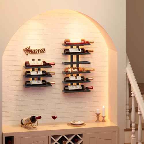 3 Set 6 Tier Wall Mount Wine Rack (18 Count)