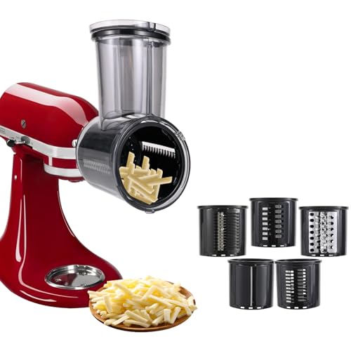 Slicer Shredder Attachment Compatible with KitchenAid Stand Mixers 5 Blade Stainless Steel Food Processor with Detachable Blades for Cheese Grating