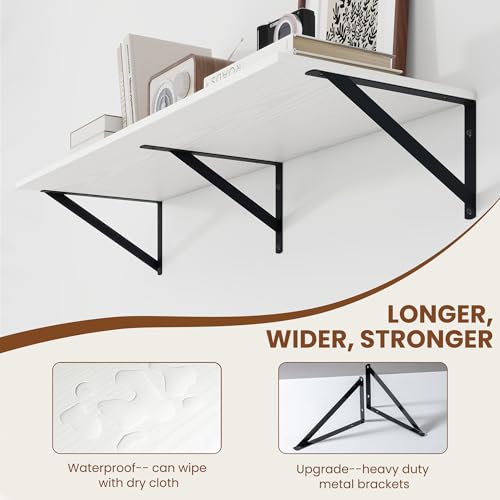36W x 12D Deep Floating Shelves Set of 2 White