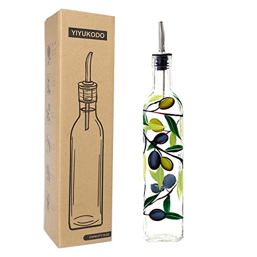 17oz Hand Painted Glass Olive Oil Bottle Dispenser