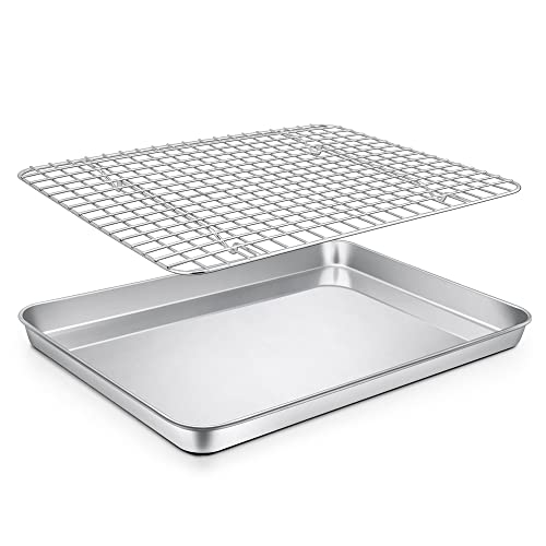 12.5 Inch Toaster Oven Pan Tray with Wire Rack